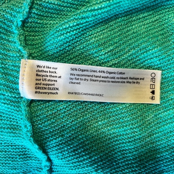 Eileen Fisher Organic Linen Blend Long-Sleeve V-Neck Sweater Size PP (2/4P) - Picture 5 of 9